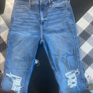 Hollister Women's Distressed Skinny Jeans - Classic Blue